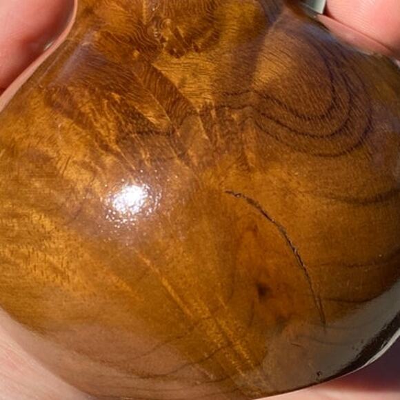 Vintage Hand Turned Wood Single Bud Vase Oregon Myrtlewood with Glass Insert GUC - Picture 5 of 10